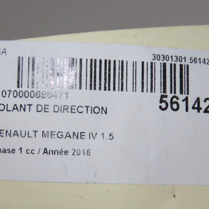 Volant de direction occasion RENAULT MEGANE IV Phase 1 12-2015->... 1.5 DCI 8v 110ch 484005825R 6