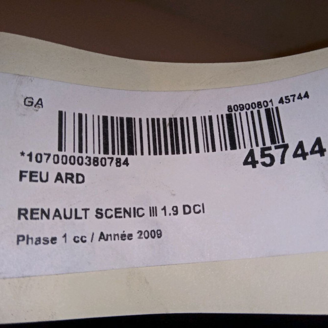 Feu arrière droit occasion RENAULT SCENIC III Phase 1 04-2009->11-2011 1.9 DCI 130ch 265500013R 4