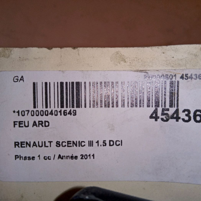 Feu arrière droit occasion RENAULT SCENIC III Phase 1 04-2009->11-2011 1.5 DCI 105ch 265500013R 4