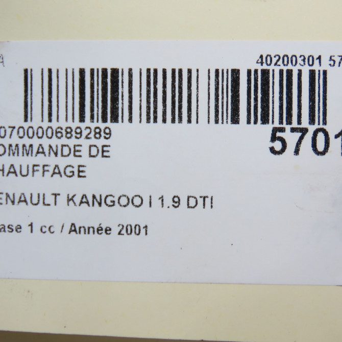 Commande de chauffage occasion RENAULT KANGOO I Phase 1 09-1997->06-2003 1.9 DTI 8v 80ch 7701051896 5