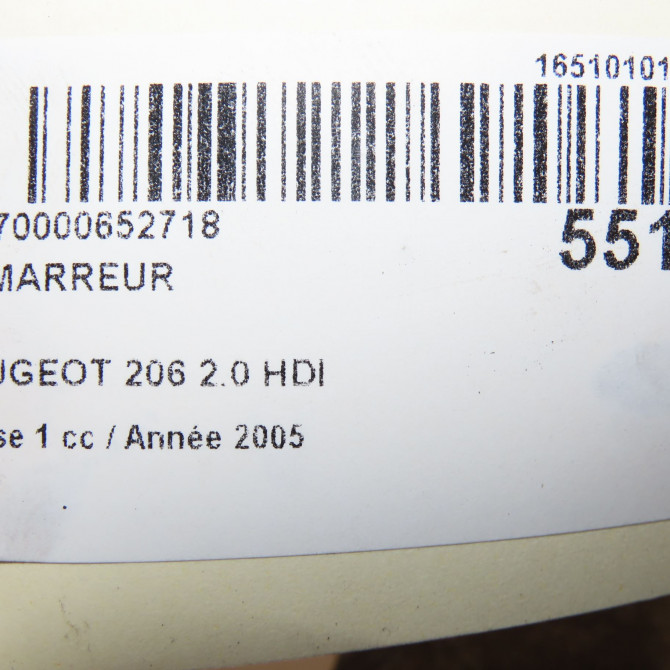 Démarreur occasion PEUGEOT 206 Phase 1 09-1998->03-2009 2.0 HDI 9827007180 7