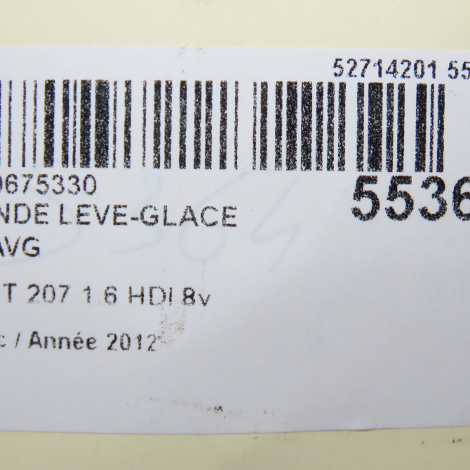 Commande lève-glace porte avant gauche occasion PEUGEOT 207 Phase 1 04-2006->06-2013 1.6 HDI 8v 92ch 6490EK 5