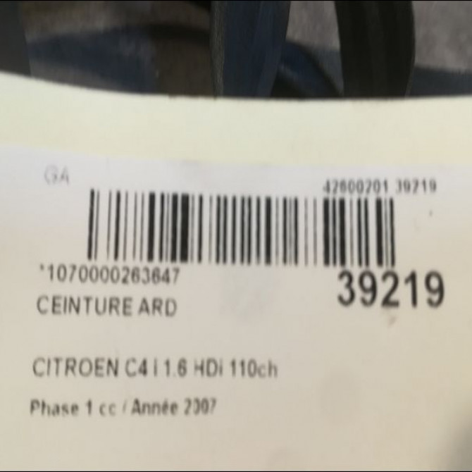 Ceinture arrière droite occasion CITROEN C4 I Phase 1 11-2004->07-2008 1.6 HDi 110ch 8974JK 4