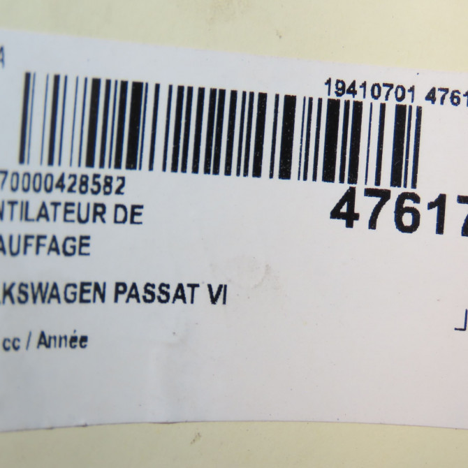 Ventilateur de chauffage occasion VOLKSWAGEN PASSAT VI Phase 1 CC 11-2011->12-2017 1K1820015Q 4