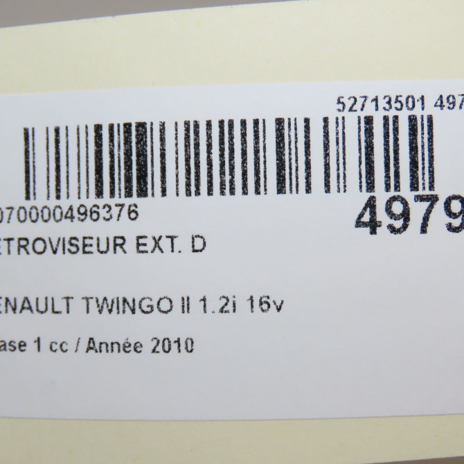 Retroviseur exterieur manuel droit occasion RENAULT TWINGO II Phase 1 06-2007->11-2011 1.2i 16v 75ch 963014304R 6