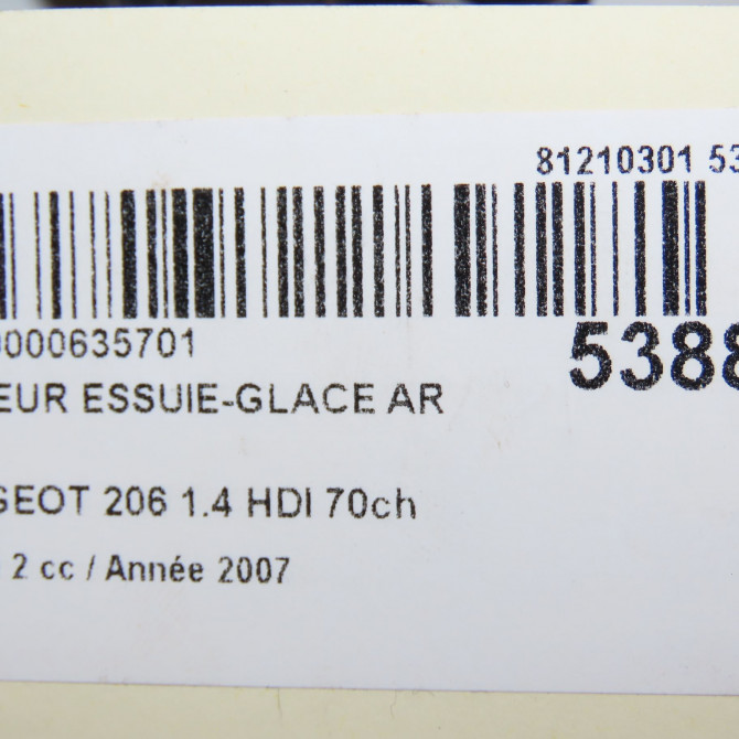 Moteur essuie-glace arrière occasion PEUGEOT 206 Phase 2 02-2003->02-2009 1.4 HDI 70ch 6405H8 5