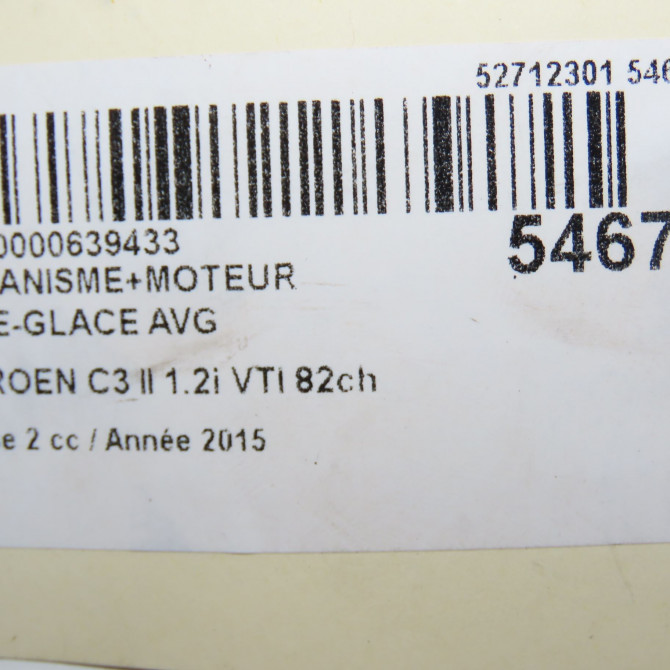 Mecanisme+moteur leve-glace avg occasion CITROEN C3 II Phase 2 03-2013->12-2016 1.2i VTI 82ch 9802617780 5