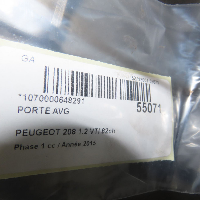 Porte avant gauche occasion PEUGEOT 208 208 Phase 1 2012-03-01->2015-09-30 1.2 VTI 82ch 9807820780 4