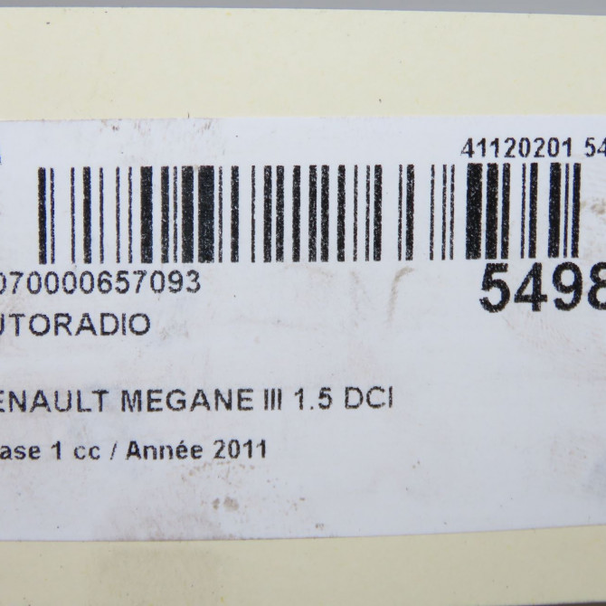 Autoradio occasion RENAULT MEGANE III Phase 1 11-2008->01-2012 1.5 DCI 110ch 281152936R 6