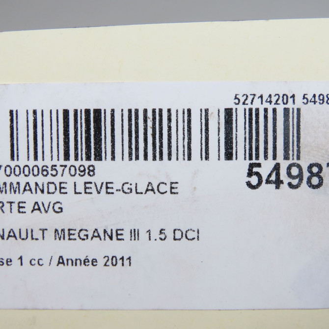 Commande lève-glace porte avant gauche occasion RENAULT MEGANE III Phase 1 11-2008->01-2012 1.5 DCI 110ch 809610007R 5