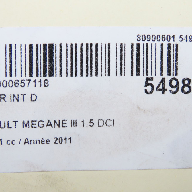 Feu arrière intérieur droit occasion RENAULT MEGANE III Phase 1 11-2008->01-2012 1.5 DCI 110ch 265500009R 4