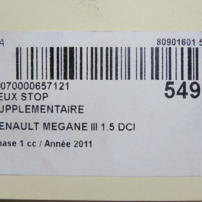 Feux stop supplementaire occasion RENAULT MEGANE III Phase 1 11-2008->01-2012 1.5 DCI 110ch 265900006R 5
