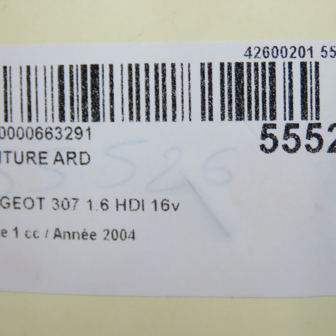 Ceinture arrière droite occasion PEUGEOT 307 Phase 1 04-2001->06-2005 1.6 HDI 16v 110ch 8974JK 6