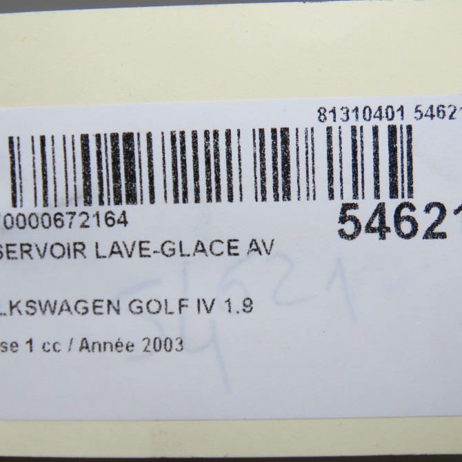 Reservoir lave-glace avant occasion VOLKSWAGEN GOLF IV GOLF IV Phase 1 1998-01-01->2005-06-30 1.9 SDI 1J0955453P 7