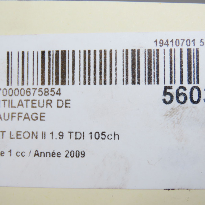 Ventilateur de chauffage occasion SEAT LEON II Phase 1 09-2005->05-2009 1.9 TDI 105ch 1K1820015Q 7