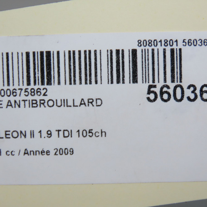 Phare antibrouillard avant gauche occasion SEAT LEON II Phase 1 09-2005->05-2009 1.9 TDI 105ch 6J0941701B 4