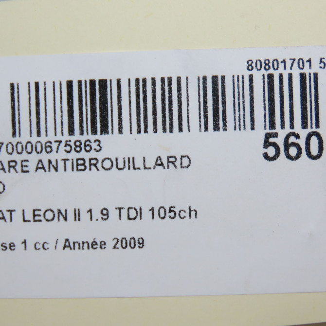 Phare antibrouillard avant droit occasion SEAT LEON II Phase 1 09-2005->05-2009 1.9 TDI 105ch 6J0941702B 5