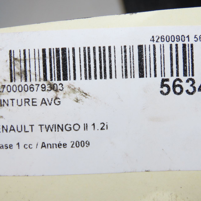 Ceinture avant gauche occasion RENAULT TWINGO II Phase 1 06-2007->11-2011 1.2i 60ch 6