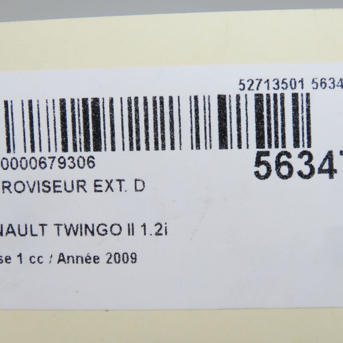 Retroviseur exterieur manuel droit occasion RENAULT TWINGO II Phase 1 06-2007->11-2011 1.2i 60ch 5