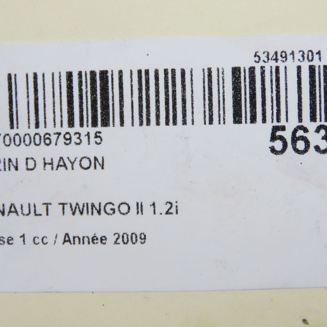 Verin droit hayon occasion RENAULT TWINGO II Phase 1 06-2007->11-2011 1.2i 60ch 5