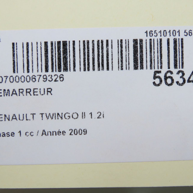 Démarreur occasion RENAULT TWINGO II Phase 1 06-2007->11-2011 1.2i 60ch 7
