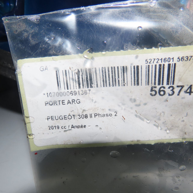 Porte arrière gauche occasion PEUGEOT 308 II 308 II Phase 2 2017-04-01-> 9802165680 5