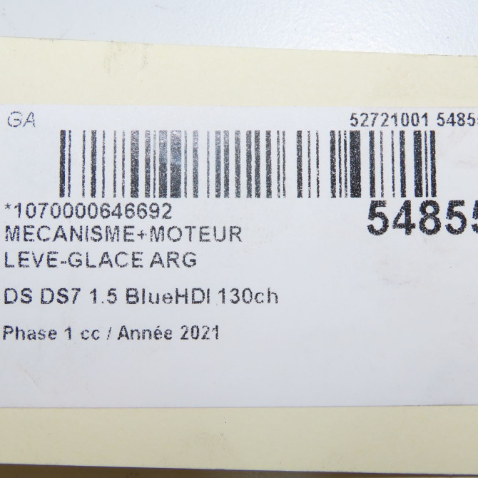 Mecanisme+moteur leve-glace arg occasion DS 146 Phase 1 04-1995->04-1999 1.5 BlueHDI 130ch 9840197480 7