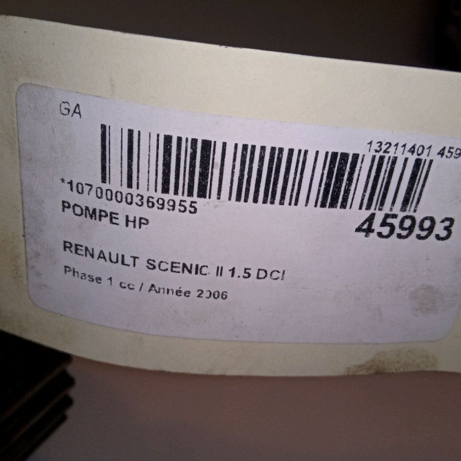 Pompe hp occasion RENAULT SCENIC II Phase 1 03-2004->09-2006 1.5 DCI 105ch 167008859R 6