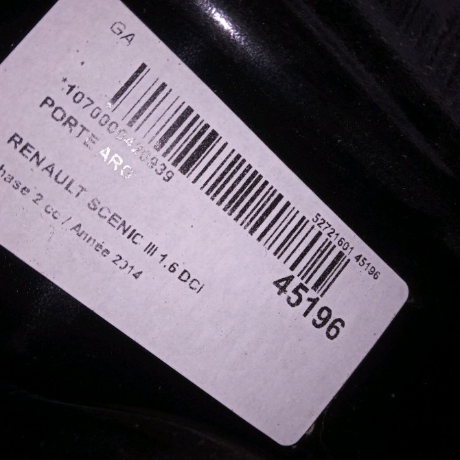 Porte arrière gauche occasion RENAULT SCENIC III Phase 2 12-2011->03-2013 1.6 DCI 130ch 821017991R 5