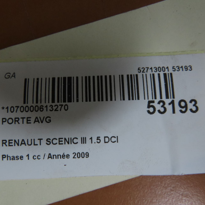Porte avant gauche occasion RENAULT SCENIC III Phase 1 04-2009->11-2011 1.5 DCI 105ch 801014883R 6