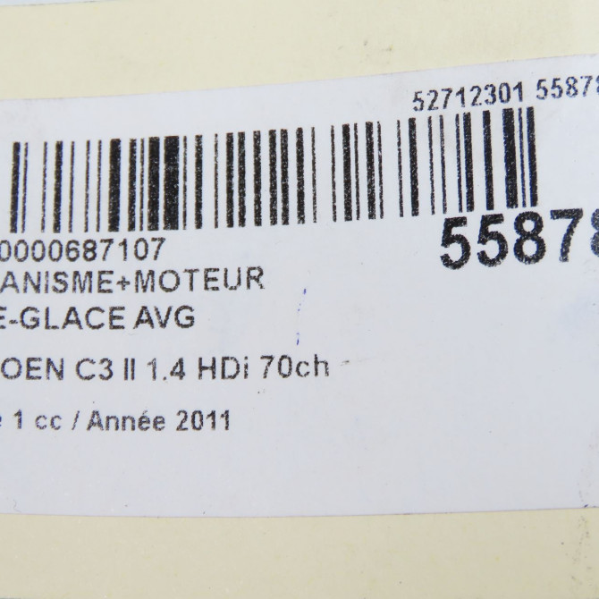 Mecanisme+moteur leve-glace avg occasion CITROEN C3 II Phase 1 11-2009->02-2013 1.4 HDi 70ch 9802617780 6