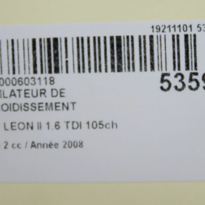 Ventilateur de refroidissement occasion SEAT LEON II Phase 2 05-2009->09-2012 1.6 TDI 105ch 6