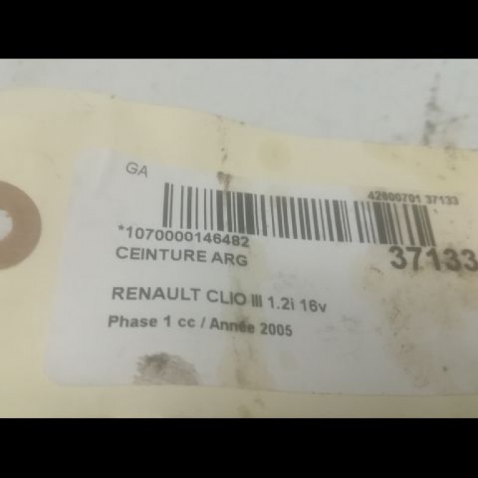 Ceinture arrière gauche occasion RENAULT CLIO III Phase 1 09-2005->03-2009 1.2i 16v 75ch 8200683950 4