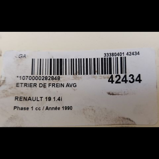 Etrier de frein avant gauche occasion RENAULT 19 Phase 1 07-1989->04-1992 1.4i 7701201769 3