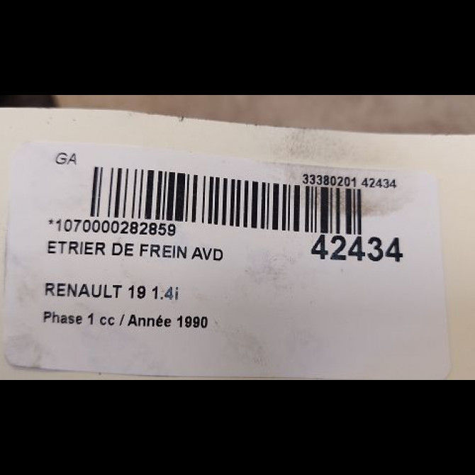 Etrier de frein avant droit occasion RENAULT 19 Phase 1 07-1989->04-1992 1.4i 7701201770 3
