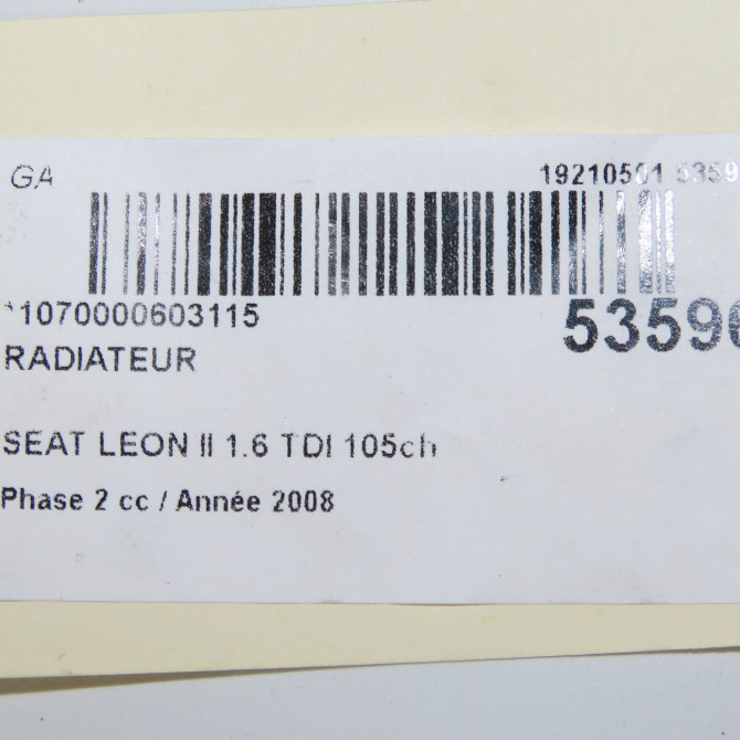 Radiateur occasion SEAT LEON II Phase 2 05-2009->09-2012 1.6 TDI 105ch 1K0121251AK 5