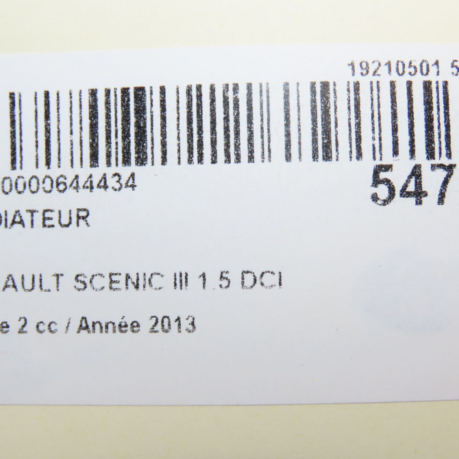 Radiateur occasion RENAULT SCENIC III Phase 2 12-2011->03-2013 1.5 DCI 110ch 214105150R 5