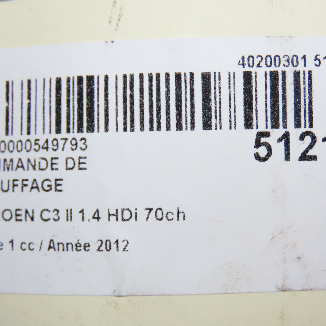 Commande de chauffage occasion CITROEN C3 II Phase 1 11-2009->02-2013 1.4 HDi 70ch 9675400180 6