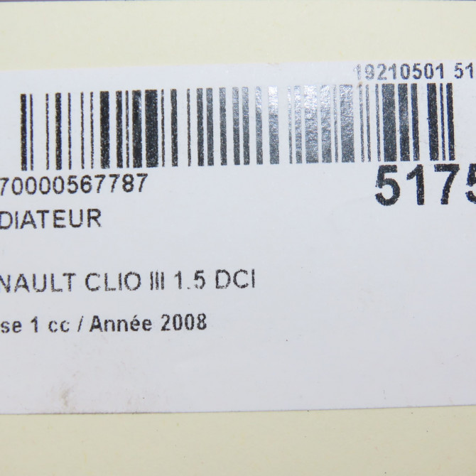 Radiateur occasion RENAULT CLIO III Phase 1 09-2005->03-2009 1.5 DCI 70ch 5