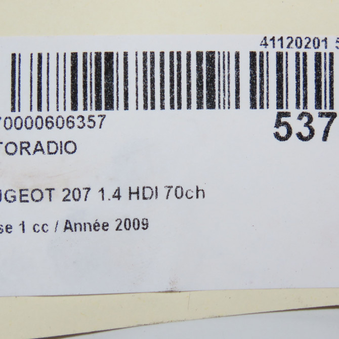 Autoradio occasion PEUGEOT 207 Phase 1 04-2006->06-2013 1.4 HDI 70ch 16077504XT 6