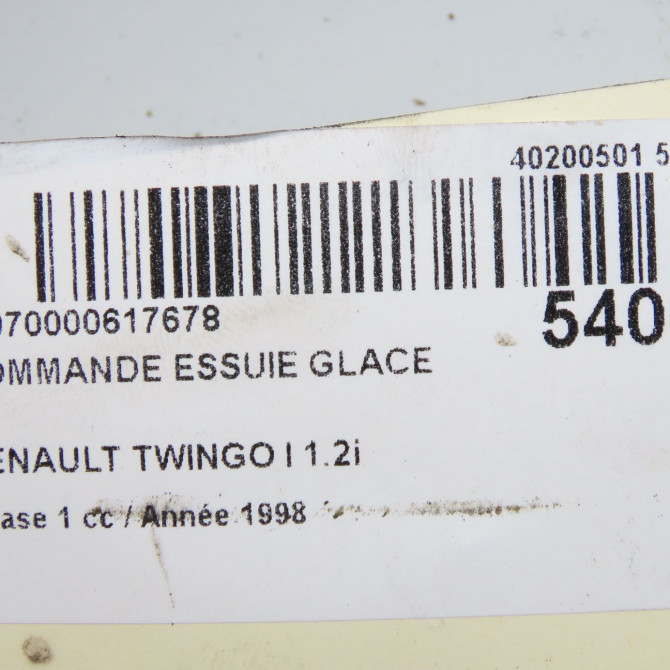 Commande essuie glace occasion RENAULT TWINGO I Phase 1 04-1993->08-1998 1.2i 60ch 7700832722 5