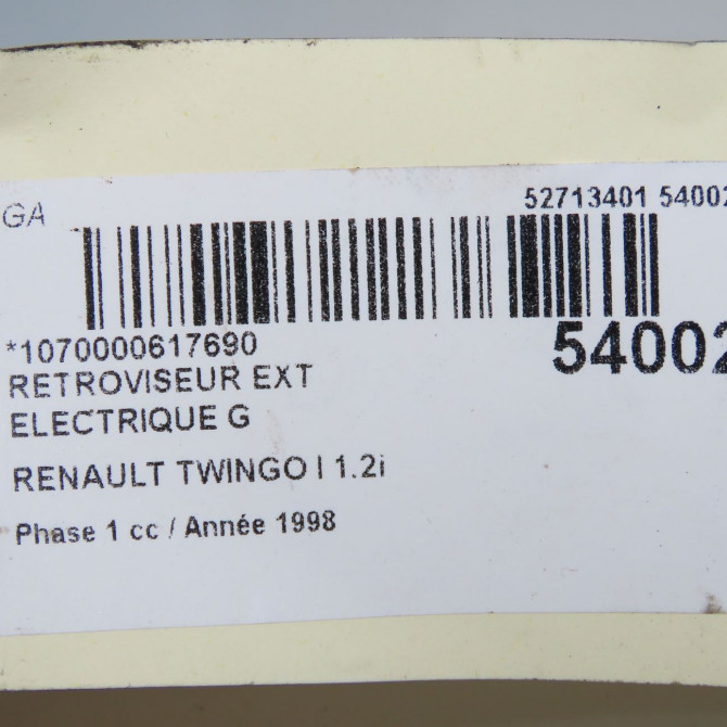 Retroviseur exterieur electrique gauche occasion RENAULT TWINGO I Phase 1 04-1993->08-1998 1.2i 60ch 7700834988 6