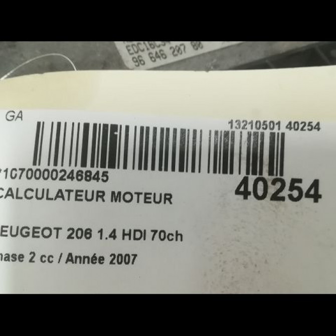 Calculateur moteur occasion PEUGEOT 206 Phase 2 02-2003->02-2009 1.4 HDI 70ch 1940WA 3