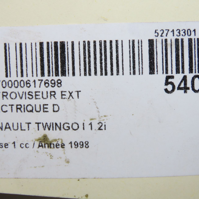 Retroviseur exterieur electrique droit occasion RENAULT TWINGO I Phase 1 04-1993->08-1998 1.2i 60ch 7700834989 6