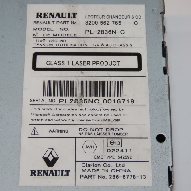 Autoradio occasion RENAULT SCENIC II Phase 2 09-2006->04-2009 2.0 DCI 150ch 8200562765 4