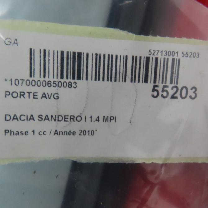 Porte avant gauche occasion DACIA SANDERO I Phase 1 06-2008->10-2012 1.4 MPI 75ch 801011499R 8