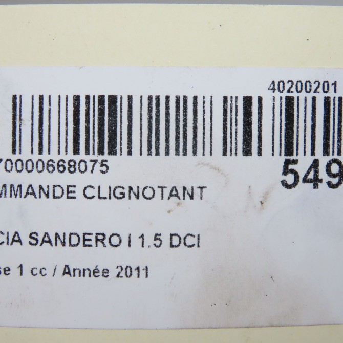 Commande clignotant occasion DACIA SANDERO I Phase 1 06-2008->10-2012 1.5 DCI 90ch 6001551361 6