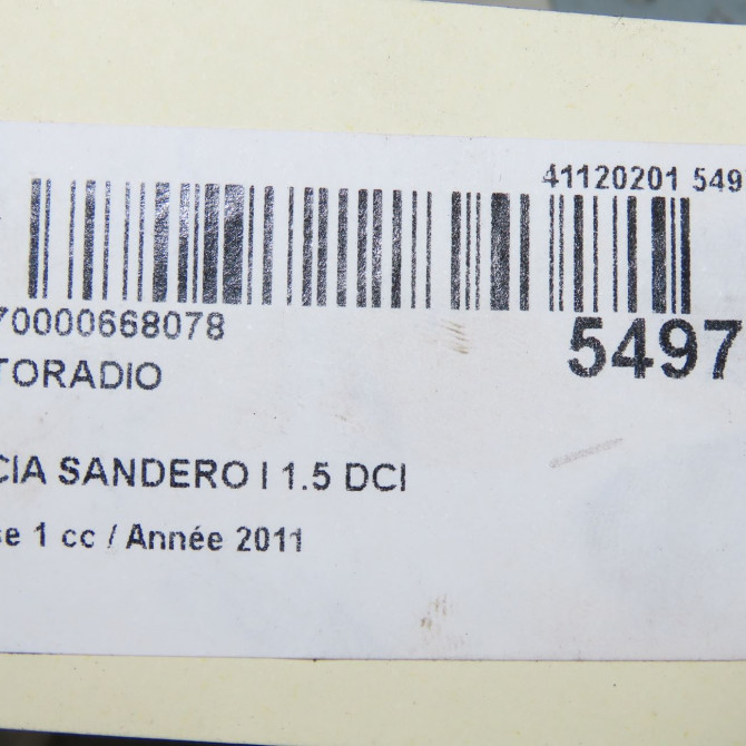 Autoradio occasion DACIA SANDERO I Phase 1 06-2008->10-2012 1.5 DCI 90ch 281112231R 6