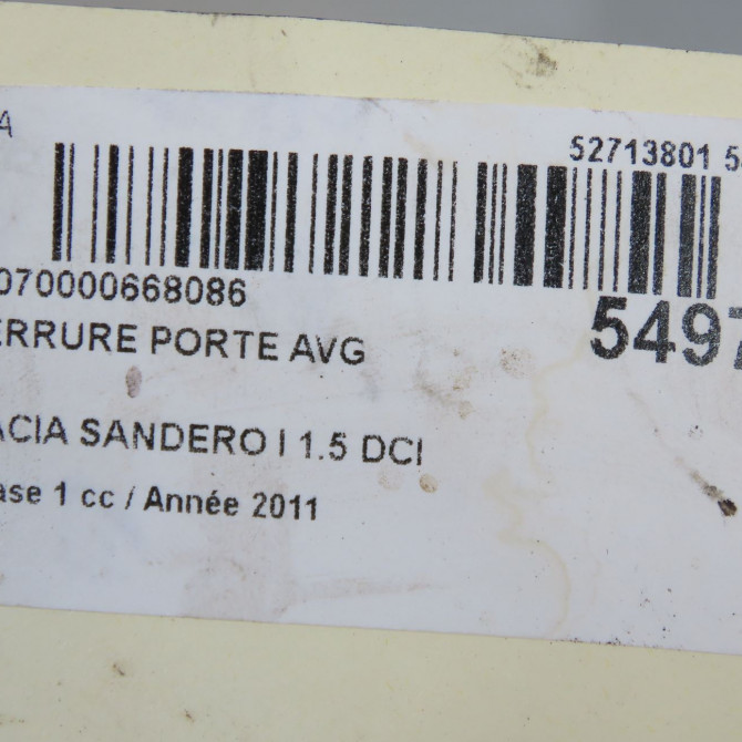 Serrure porte avg occasion DACIA SANDERO I Phase 1 06-2008->10-2012 1.5 DCI 90ch 8200735227 6