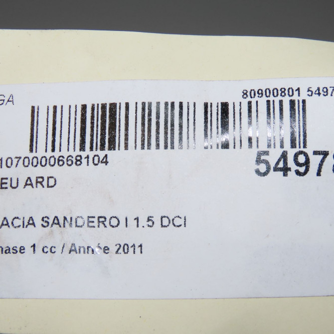 Feu arrière droit occasion DACIA SANDERO I Phase 1 06-2008->10-2012 1.5 DCI 90ch 6001551383 6